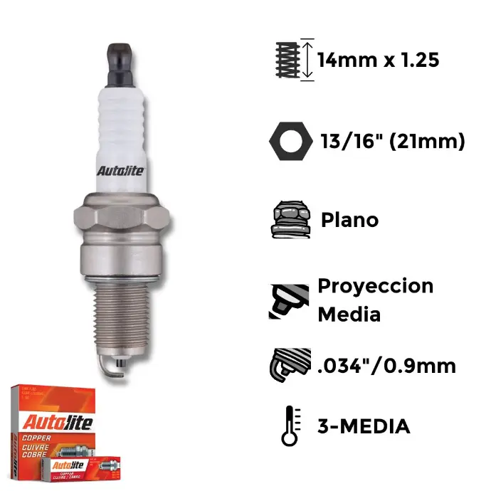 Bujías Autolite Cobre X4 - NGK BPR6ES BOSCH WR6DC CHAMP RN7YC ACEDLCO R42XLS