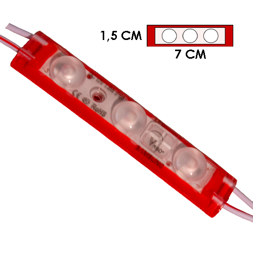 [LYT-7015RJO] Modulo 3Led Difusor Rojo 12V Ip-67