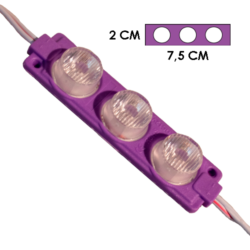 [LYT-7520MDO] Modulo 3Led Con Difusor 3D Morado 12V Ip-67