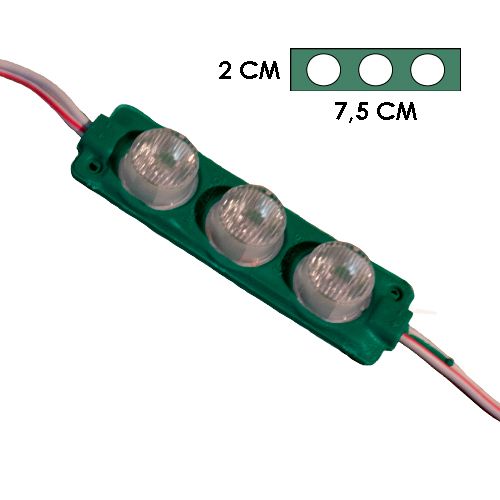 [LYT-7520VDE] Modulo 3Led Con Difusor 3D Verde 12V Ip-67