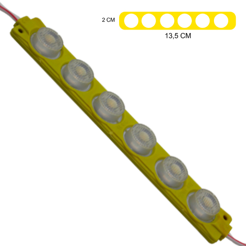 [LYT-7516AMO] Modulo 6Led (1X6) Con Difusor 3D Amarillo 12V Ip-67