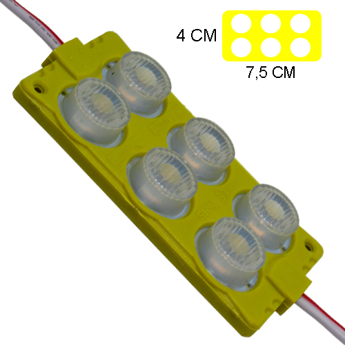 [LYT-7523AMO] Modulo 6Led (2X3) Con Difusor 3D Amarillo 12V Ip-67