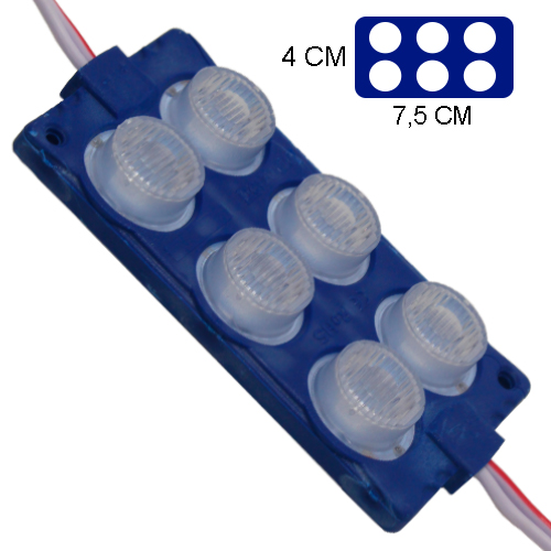 [LYT-7523AZL] Modulo 6Led (2X3) Con Difusor 3D Azul 12V Ip-67