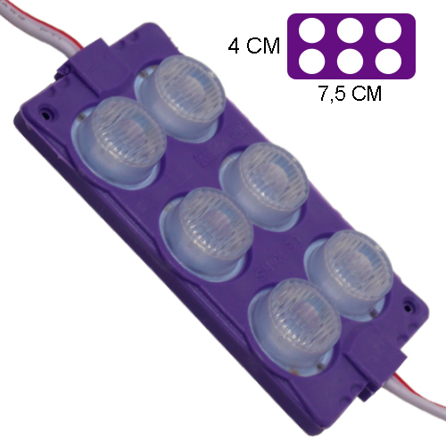 [LYT-7523MDO] Modulo 6Led (2X3) Con Difusor 3D Morado 12V Ip-67