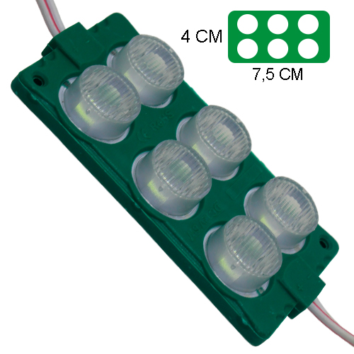 [LYT-7523VDE] Modulo 6Led (2X3) Con Difusor 3D Verde 12V Ip-67