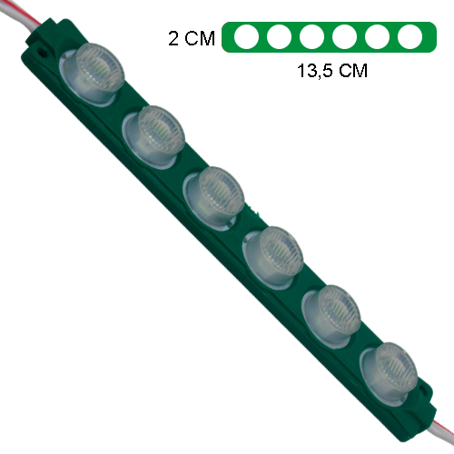 [LYT-7516VDE] Modulo 6Led (1X6) Con Difusor 3D Verde 12V Ip-67